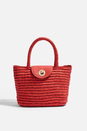 Red Finch Straw Mini Tote Bag | Topshop