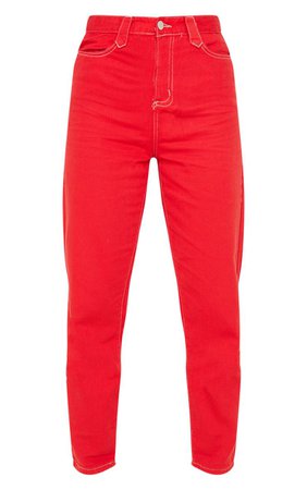 Red Mom Jeans | Denim | PrettyLittleThing