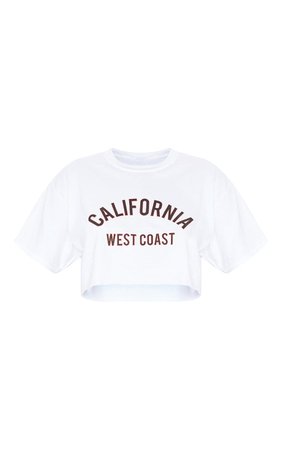 Grey California Slogan Cropped T Shirt | PrettyLittleThing USA