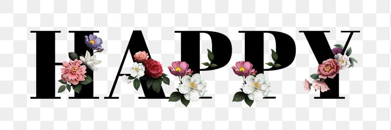 Floral happy word typography design element | Free stock illustration | High Resolution graphic