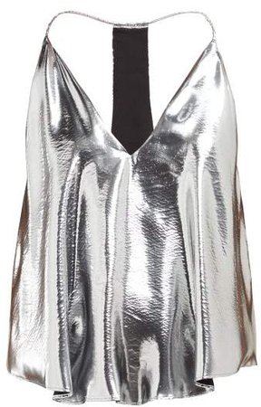 Racerback Metallic Silk Blend Camisole - Womens - Silver