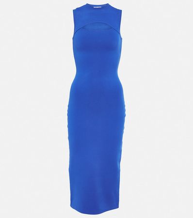 Slash Front Crepe Midi Dress in Blue - Victoria Beckham | Mytheresa