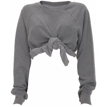 *clipped by @luci-her* Grey Tied Crewneck Sweatshirt