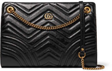 Gg Marmont Medium Quilted Leather Shoulder Bag - Black