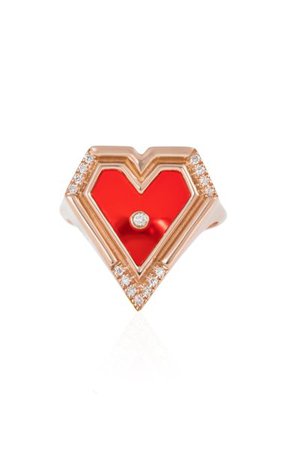 Super Heart 18k Rose Gold Agate, Diamond Ring By L'atelier Nawbar | Moda Operandi