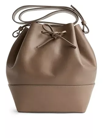 Leather Bucket Bag - Greyish Brown - Bags & accessories - ARKET SE