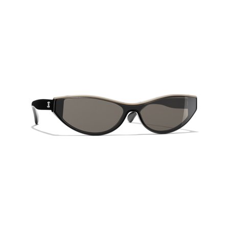 Cat Eye Sunglasses Black & Beige eyewear | CHANEL