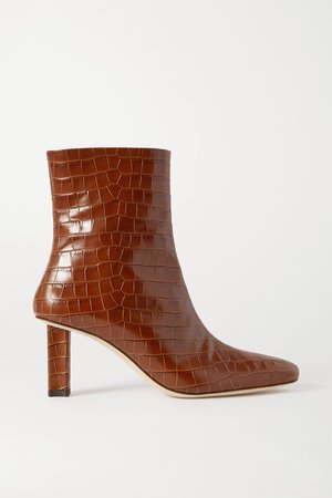 Tan Brando croc-effect leather ankle boots | STAUD | NET-A-PORTER