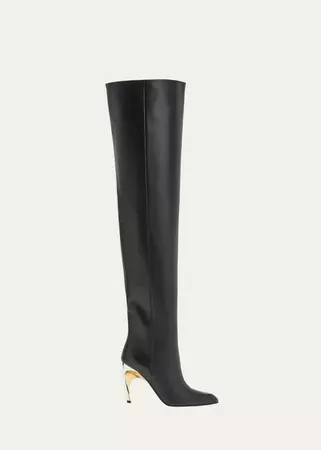 Alexander McQueen Knee-High Leather Stiletto Boots - Bergdorf Goodman