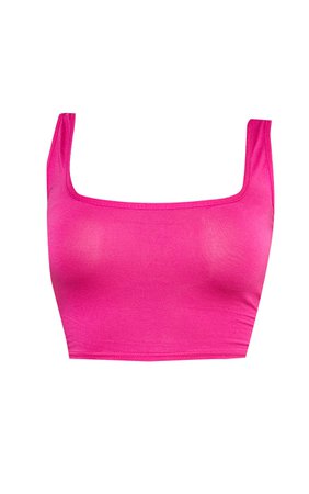 Hot Pink Basic Jersey Square Neck Crop Vest | PrettyLittleThing USA