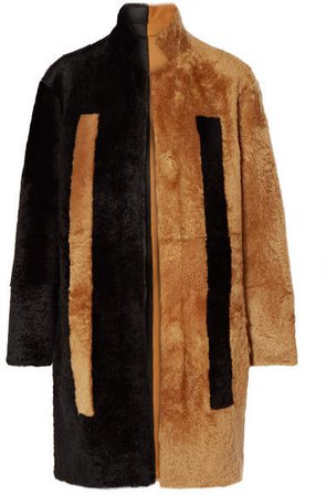 Reversible Two-tone Shearling Coat - Black