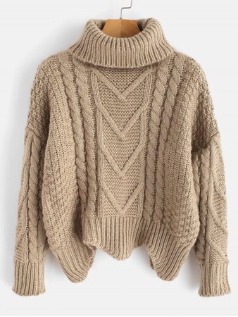 [41% OFF] 2019 Chunky Knit Turtleneck Sweater In LIGHT KHAKI | ZAFUL ..