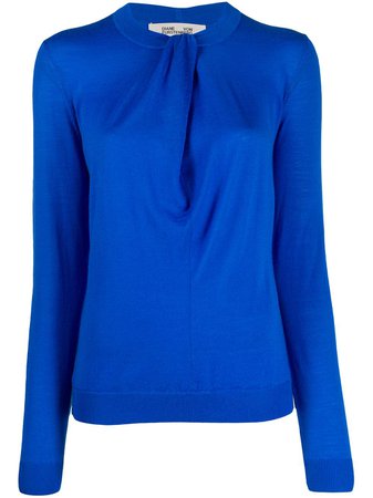 Shop blue DVF Diane von Furstenberg twist-neck sweater with Express Delivery - Farfetch