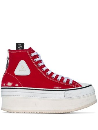 Shop red R13 distressed platform sneakers with Express Delivery - Farfetch