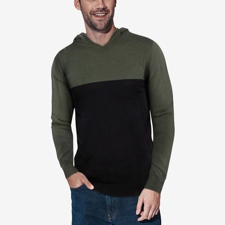 X Ray Men's Hooded Long Sleeve Sweatshirt Solid Casual Pullover Hoodie Sweater In Olive/black Size Medium : Target