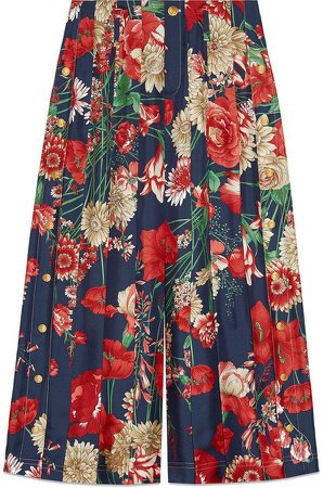 Spring bouquet silk pleated pant