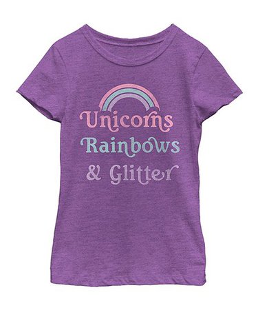 Fifth Sun Purple Berry Unicorns Rainbows & Glitter Fitted Tee - Girls | Best Price and Reviews | Zulily