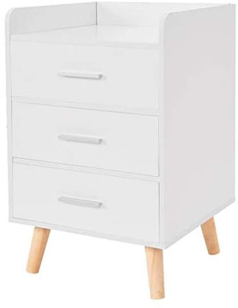 Amazon.com: Bedroom Storage Cabinet Nordic Simple Bedside Table with Three Drawers, Bedroom Simple Locker Storage Bedside Table Easy Assembly - White [US Stock]: Furniture & Decor