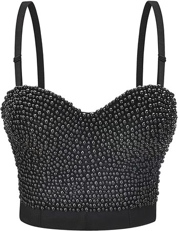 Bslingerie® Madonna Style Metallic Studs Sequined Bustier Corset Bra Top (M, Red Crystals) : Amazon.co.uk: Clothing
