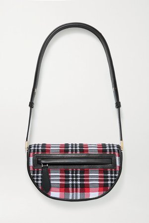 Olympia Small Checked Jacquard And Leather Shoulder Bag - Black