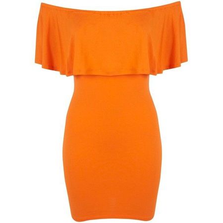 orange off the shoulder dress