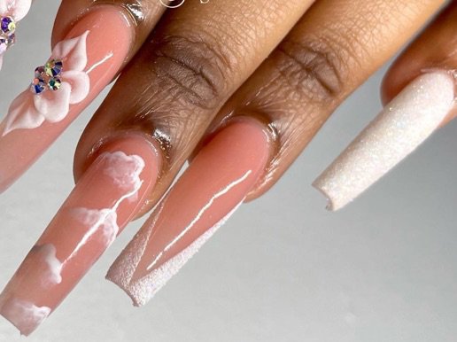cloud French tip nails