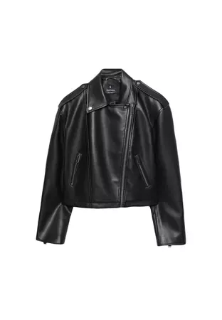 Faux leather biker jacket - Women's Jackets | Stradivarius United States