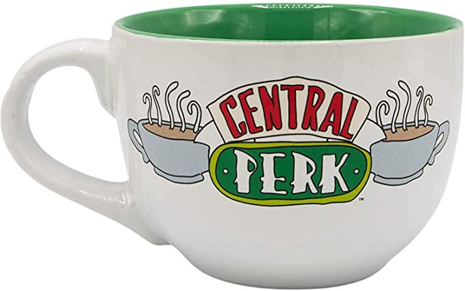 Amazon.com: Silver Buffalo Friends Central Perk Oversized Ceramic Coffee Mug for Cappuccino, Latte, Hot Cocoa, Soup Mug or Cereal, 24 Oz, Black: Kitchen & Dining
