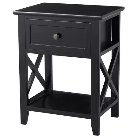 Shop Costway End Bedside Table Nightstand Drawer Storage Room Decor W/Bottom Shelf Black - Free Shipping Today - Overstock.com - 22437225