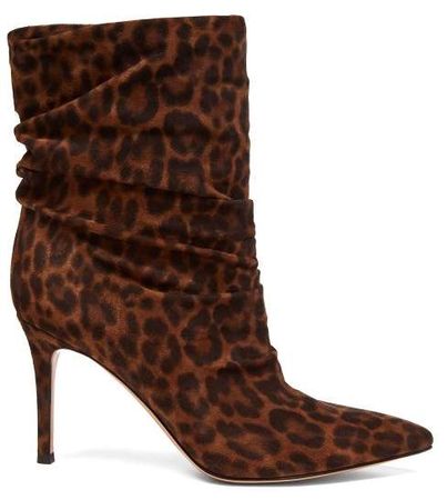 Cecile 85 Leopard Print Suede Ankle Boots - Womens - Leopard