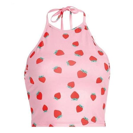 Pink strawberry crop top