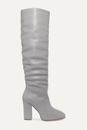 Light gray Leather knee boots | Dries Van Noten | NET-A-PORTER
