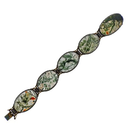 Buccellati Moss Agate Silver Bracelet For Sale at 1stdibs