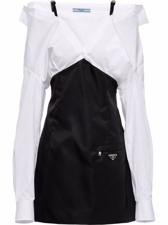 Prada Re-Nylon long-sleeve Shirtdress - Farfetch