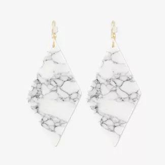 Sanctuary Project Semi Precious White Howlite Diamond Drop Statement Earrings Gold : Target
