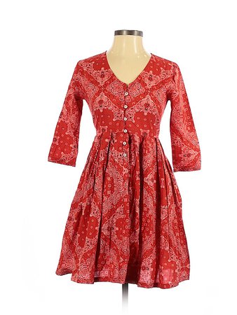 wren 100% Cotton Floral Red Casual Dress Size XS - 83% off | thredUP