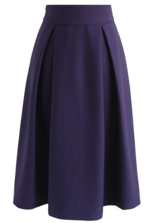 Full A-Line Midi Skirt in Purple - Skirt - BOTTOMS - Retro, Indie and Unique Fashion