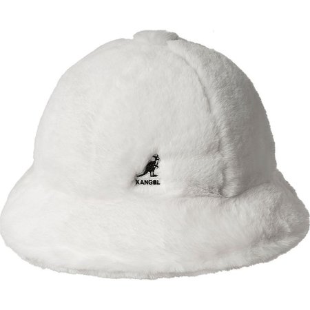 white fluffy white bucket hat