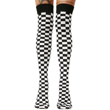 Checkered Black White Thigh High Socks ($10)