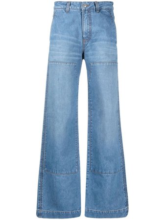 Victoria Beckham Panelled Faded wide-leg Jeans - Farfetch
