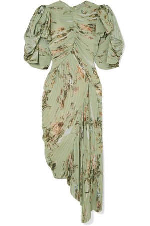 Preen by Thornton Bregazzi | Draped pleated floral-print georgette dress | NET-A-PORTER.COM