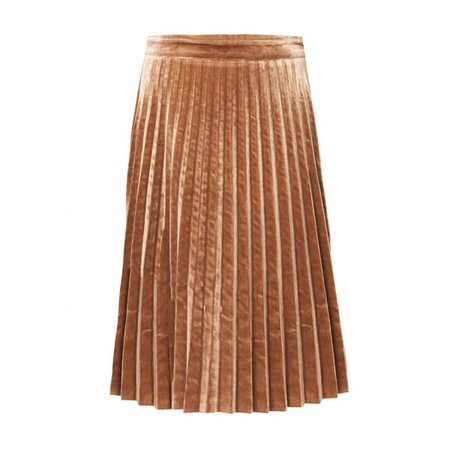 Pleated Velvet Skirt In Brown | PAISIE | Wolf & Badger