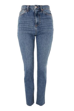 Mid Blue Raw Hem Straight Leg Jeans | Topshop