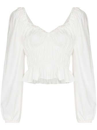 Shop white Reformation Fern V-neck ruched top with Express Delivery - Farfetch
