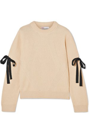 REDValentino Bow-embellished ribbed cotton sweater