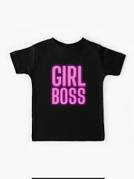 black shirt with the words “girl boss” on it