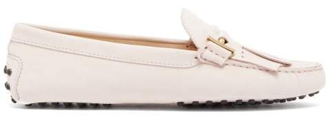 Gommino Fringed Nubuck Loafers - Womens - Light Pink