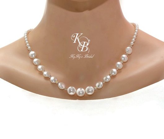 Coin Pearl Necklace, Pearl and Crystal Necklace, Pearl Bridal Necklace, Prom Jewelry, Wedding Jewelry, Bridal Jewelry, Formal Jewelry | KyKy's Bridal, Handmade Bridal Jewelry, Wedding Jewelry