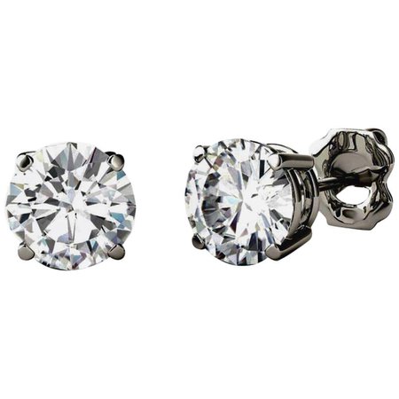 1 Carat Each Solitaire Diamond Total Diamond 2.04 Carat Earring 14 Karat Gold For Sale at 1stDibs