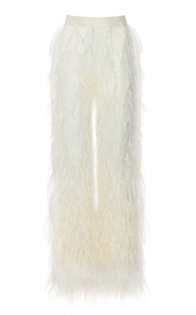 Ombre Feather Embroidery Sheer Silk Pants By Lapointe | Moda Operandi